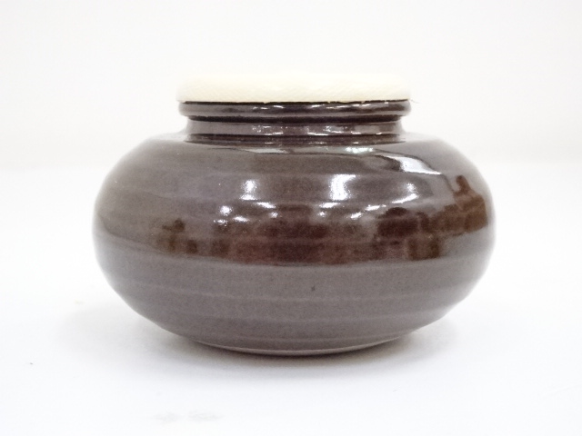 茶道具　京焼　万代草山作　文殊茶入　仕覆付　共箱　V　R6122 雪山 作 高取焼 文琳茶入 仕覆二点付 共箱 茶道具 雨龍間道 - メルカリ
